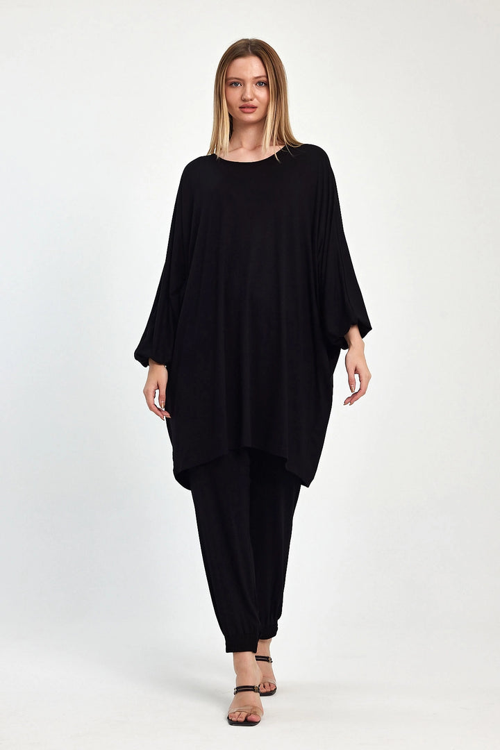 Maxi Boy Black Tunic and Pants Knitted Viscon Top Set BCVL-251029 - Vaulx-en-Velin