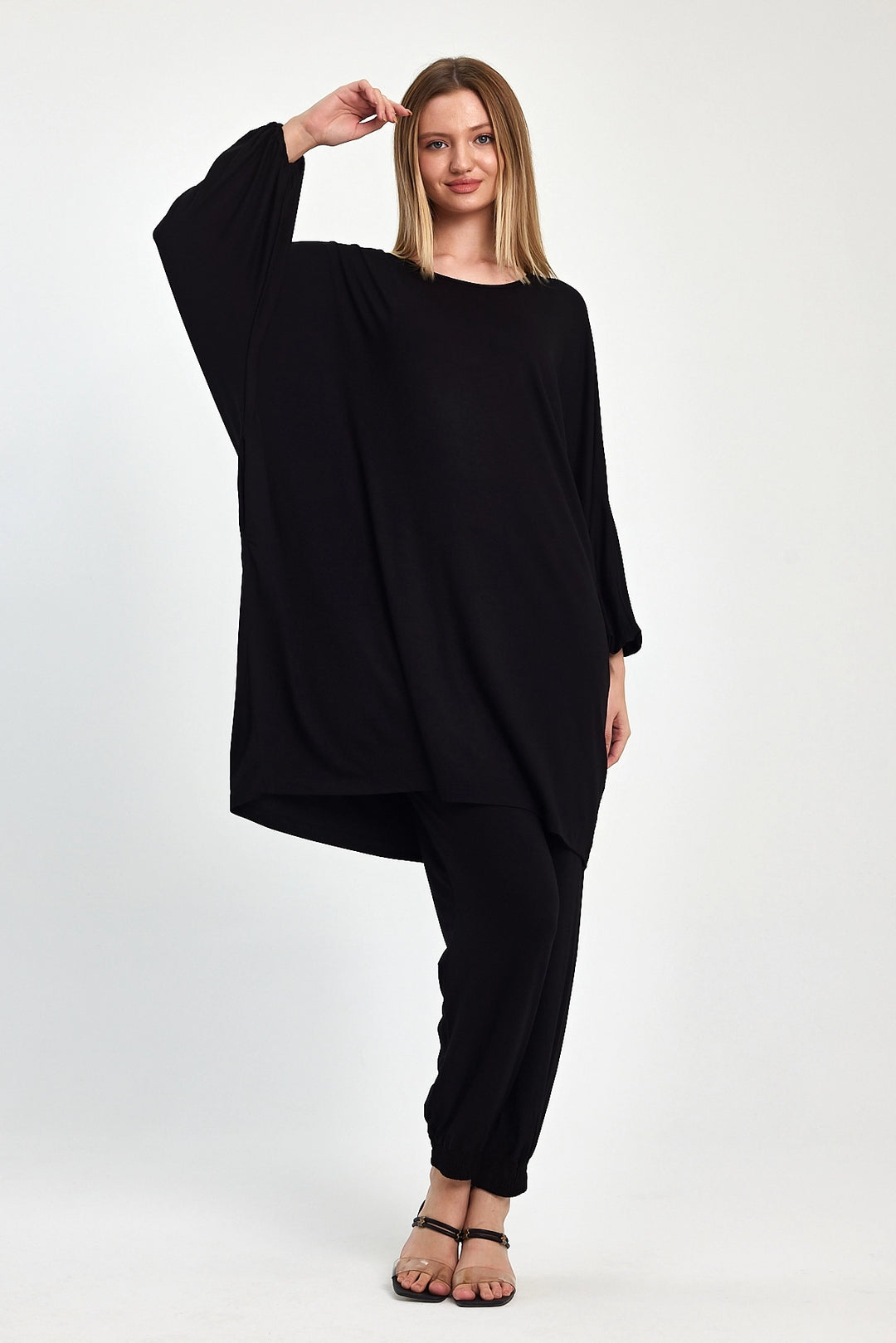 Maxi Boy Black Tunic and Pants Knitted Viscon Top Set BCVL-251029 - Vaulx-en-Velin