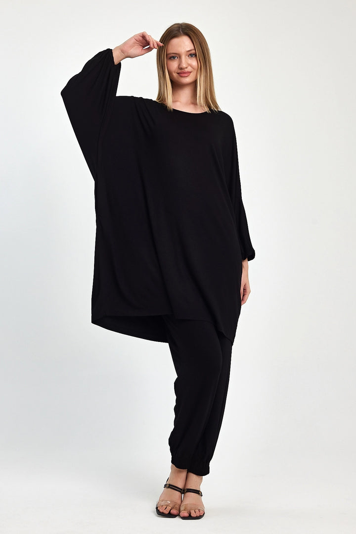 Maxi Boy Black Tunic and Pants Knitted Viscon Top Set BCVL-251029 - Vaulx-en-Velin