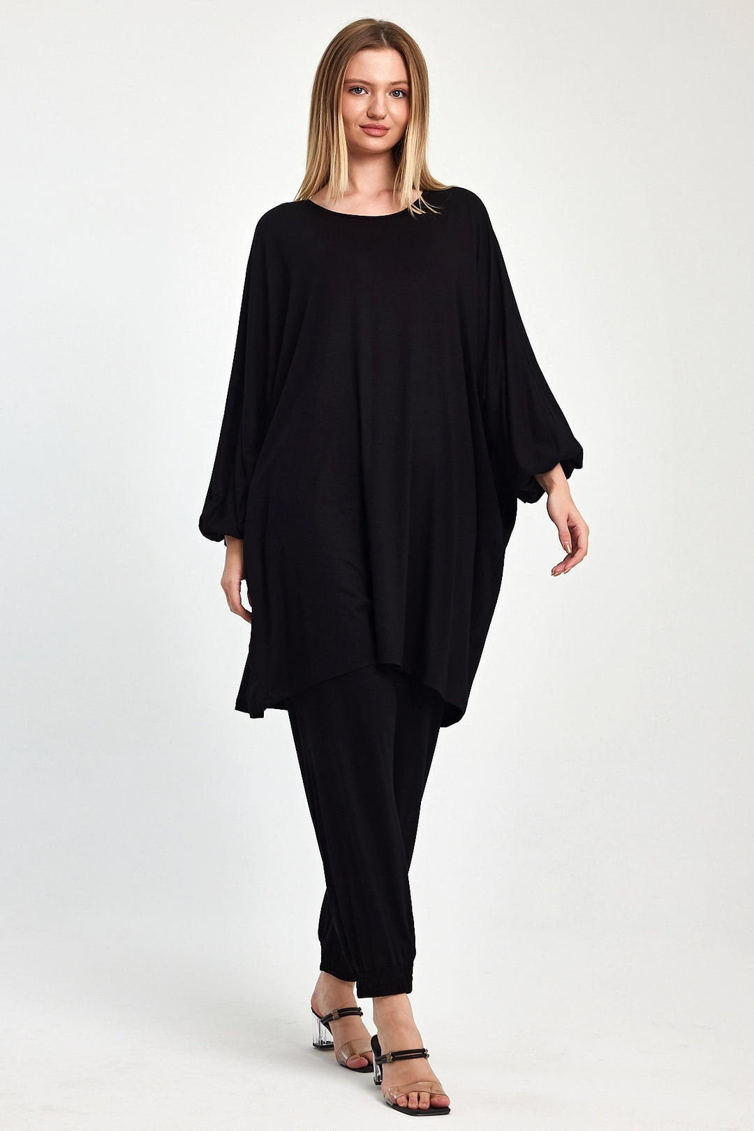 Maxi Boy Black Tunic and Pants Knitted Viscon Top Set BCVL-251029 - Vaulx-en-Velin