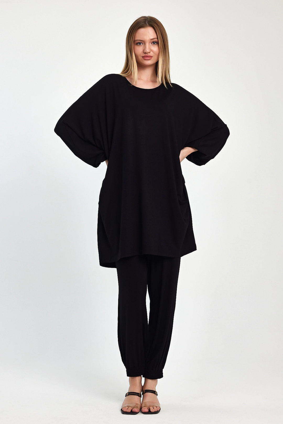Maxi Boy Black Tunic and Pants Knitted Viscon Top Set BCVL-251029 - Vaulx-en-Velin