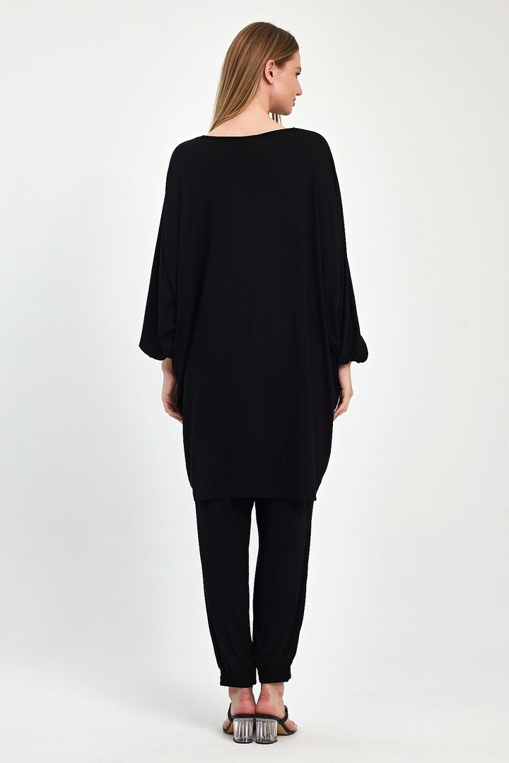 Maxi Boy Black Tunic and Pants Knitted Viscon Top Set BCVL-251029 - Vaulx-en-Velin