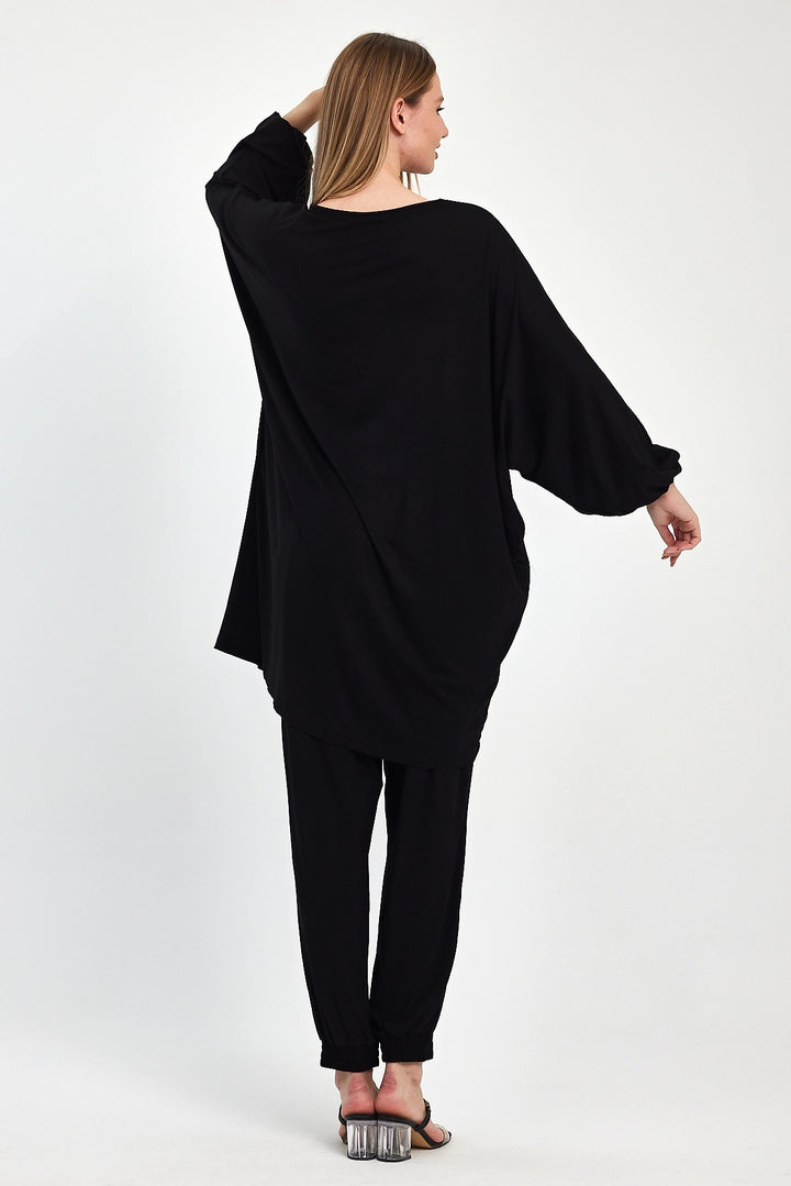 Maxi Boy Black Tunic and Pants Knitted Viscon Top Set BCVL-251029 - Vaulx-en-Velin