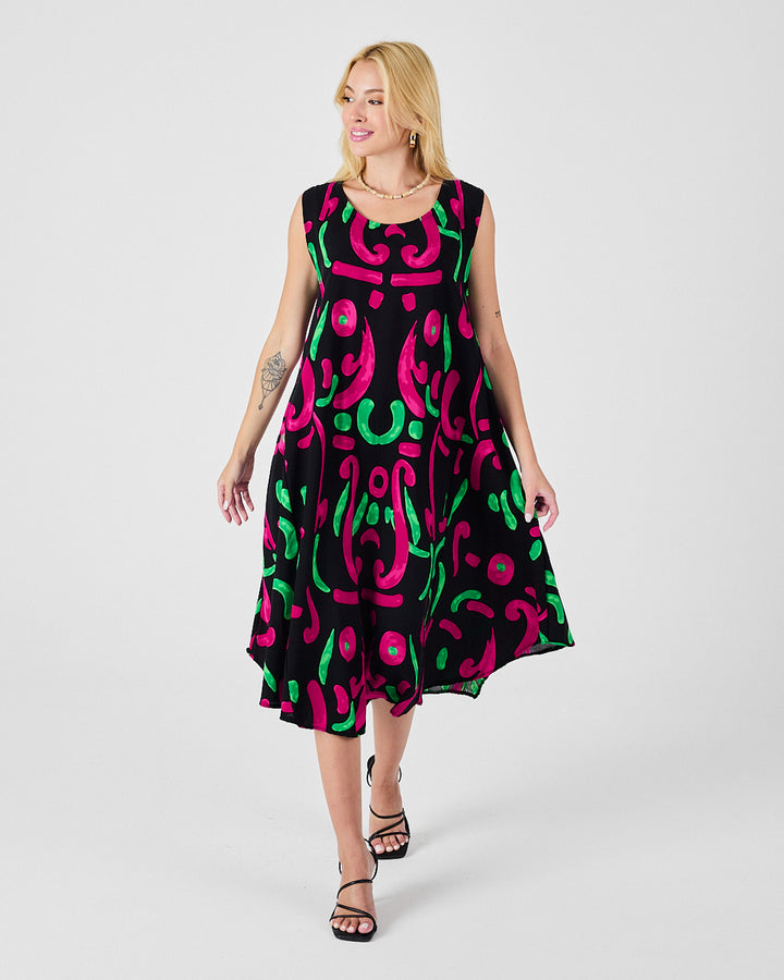 Black U Neck Sleeveless Asymmetric Cut Midi Dress BCVL-254017 - Gastonia