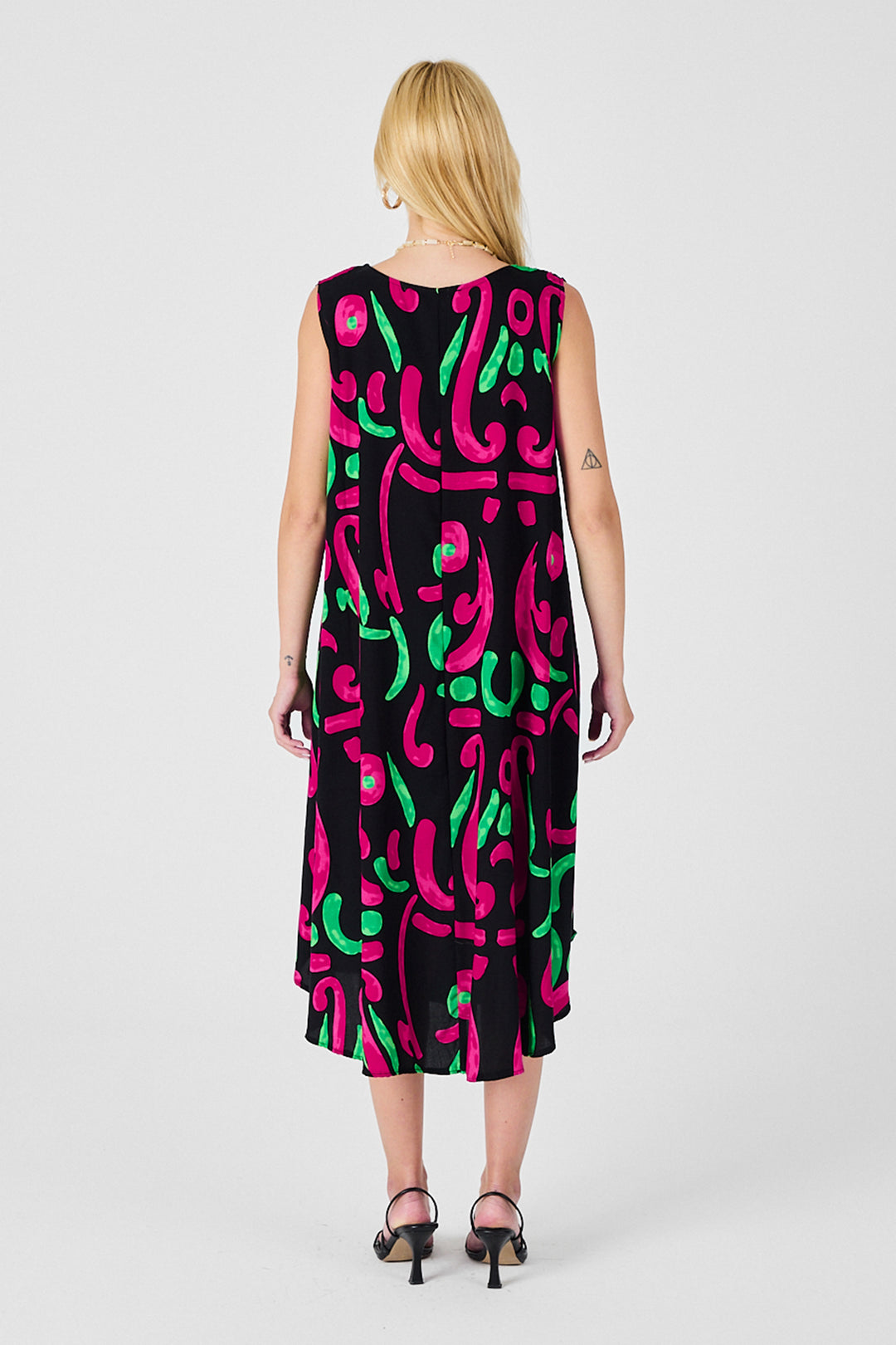 Black U Neck Sleeveless Asymmetric Cut Midi Dress BCVL-254017 - Gastonia