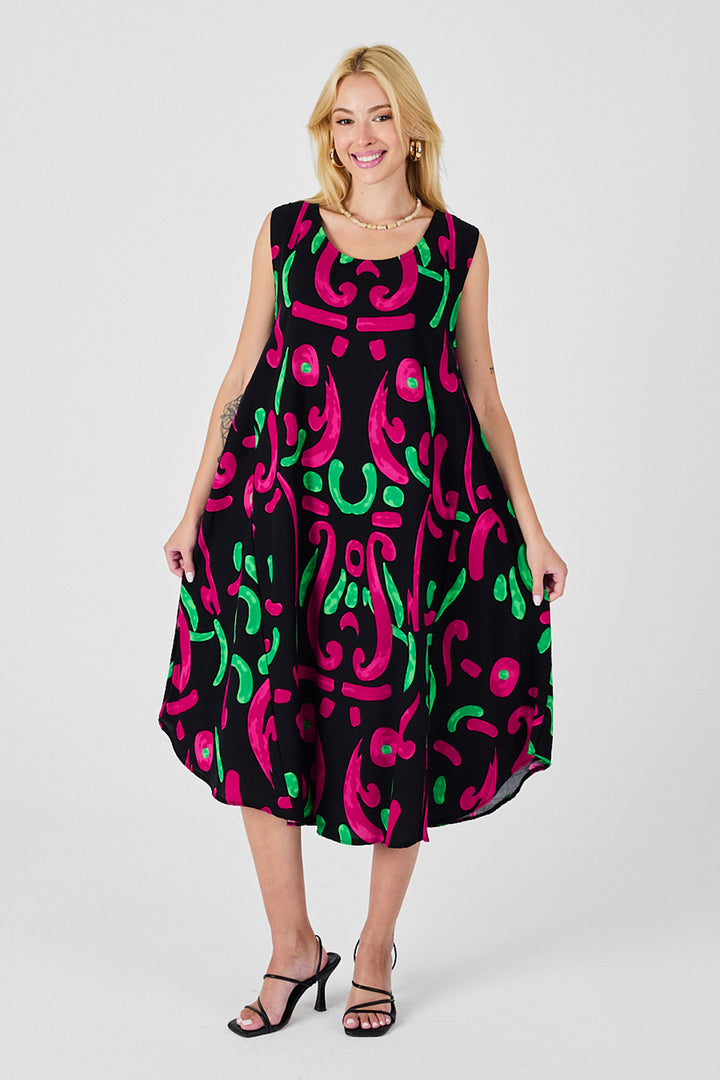 Black U Neck Sleeveless Asymmetric Cut Midi Dress BCVL-254017 - Gastonia
