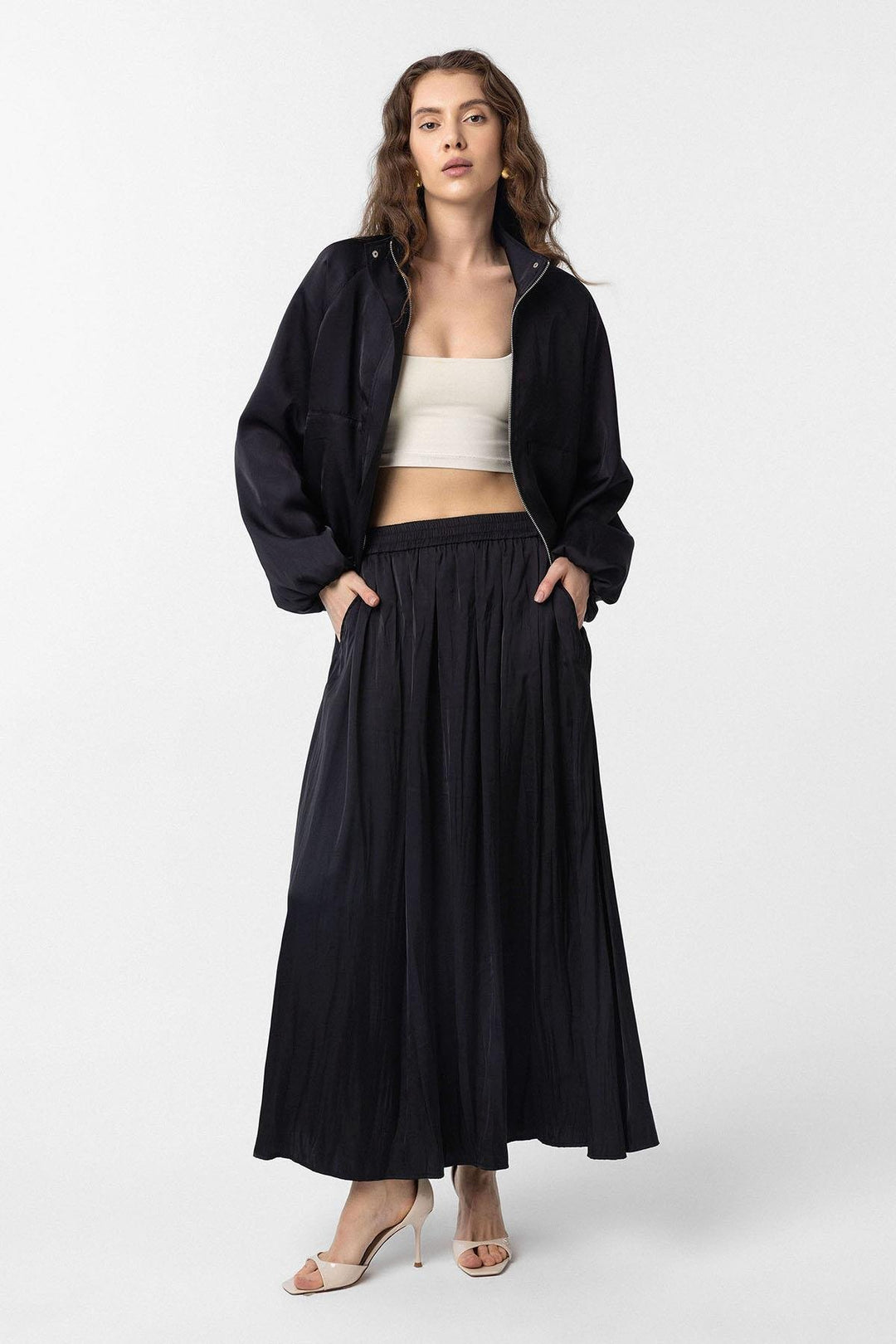 ANT Antioch Black Long Flowy Pleated Women's Skirt - Cuautla