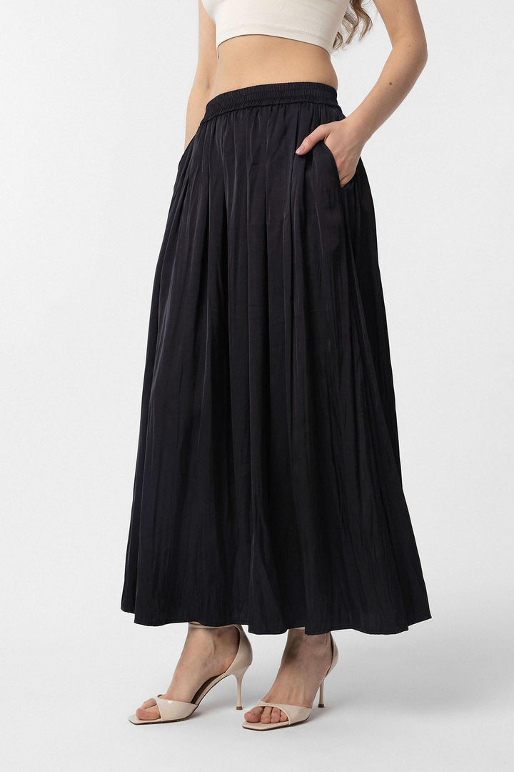 ANT Antioch Black Long Flowy Pleated Women's Skirt - Cuautla