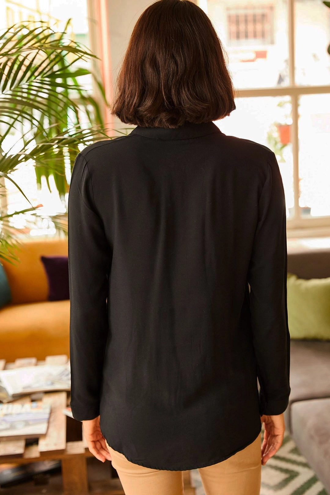 Black Long Sleeve Basic T-Shirt BCBSK-25700-K5643 - Billings