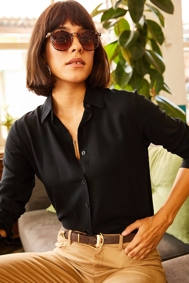 Black Long Sleeve Basic T-Shirt BCBSK-25700-K5643 - Billings