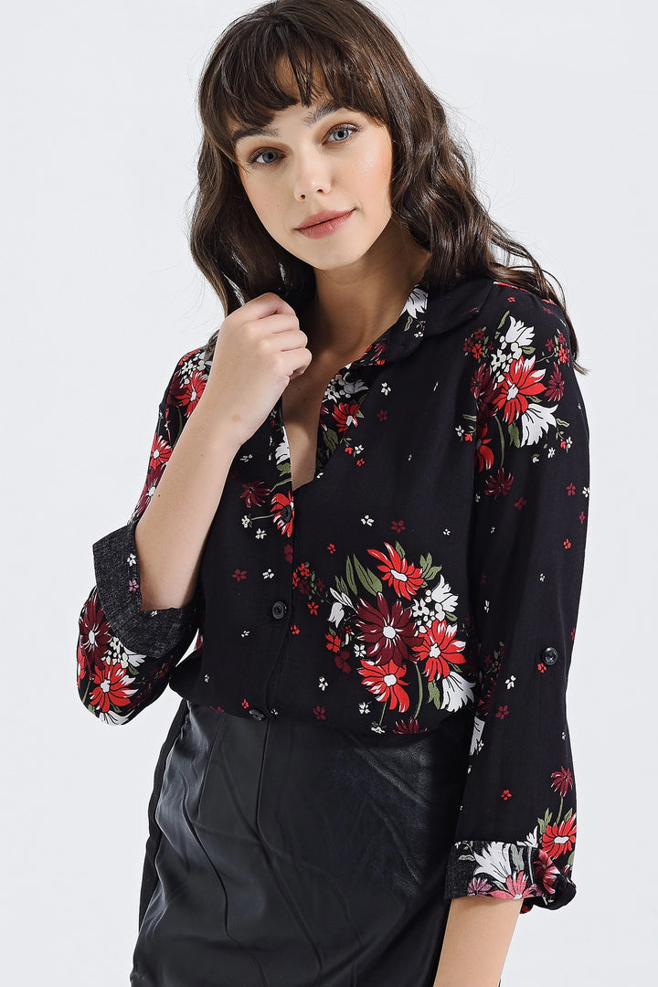Black Long Sleeve Buttoned Oversized Shirt BCBSK-25700-2711 - Balancán