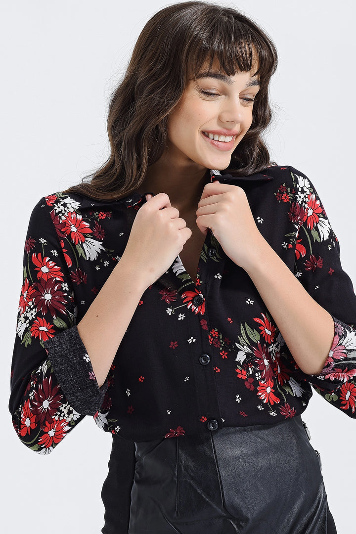 Black Long Sleeve Buttoned Oversized Shirt BCBSK-25700-2711 - Balancán