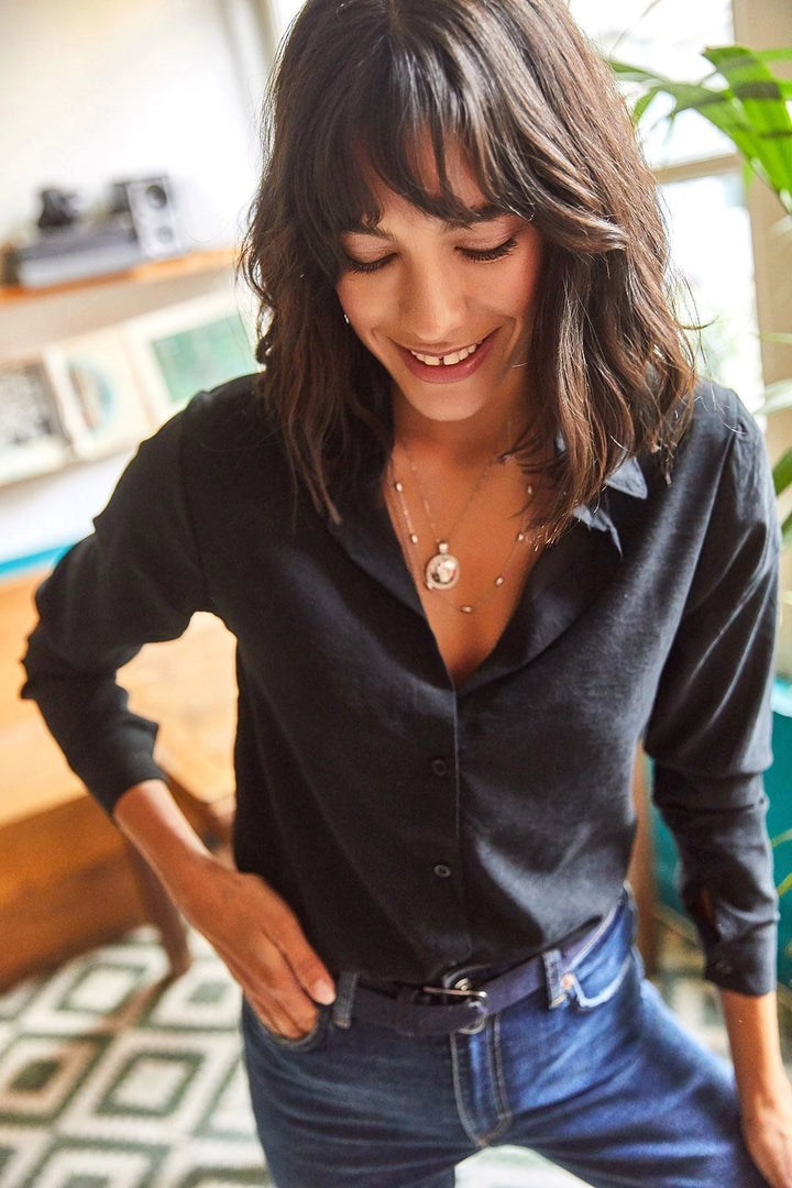 Black Long Sleeve Shirt BCBSK-25700-K7335 - Hermosillo