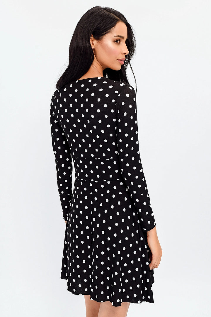 Black V-Neck Polka Dot Dress BCBSK-25700-T4008430 - Chesapeake