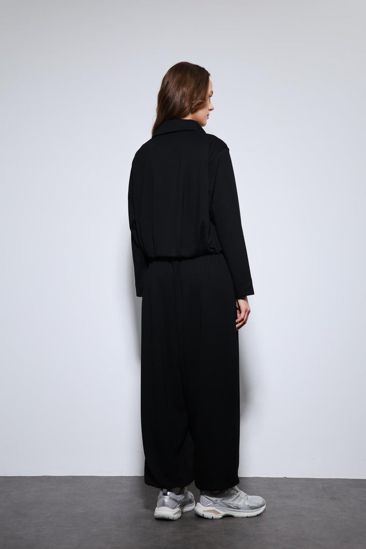 ANT Antioch Siyah Volümlü Ceket ve Paça Lastikli Eşofman Takım - Vilnius