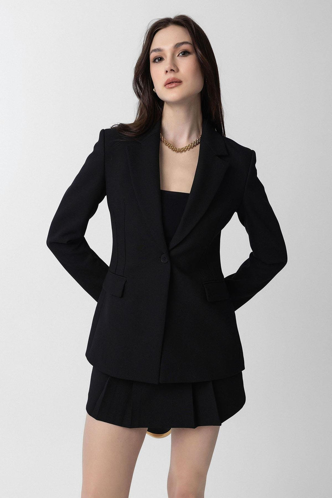 ANT Antioch Black Woman Sitting on Body Blazer Jacket - Tampico