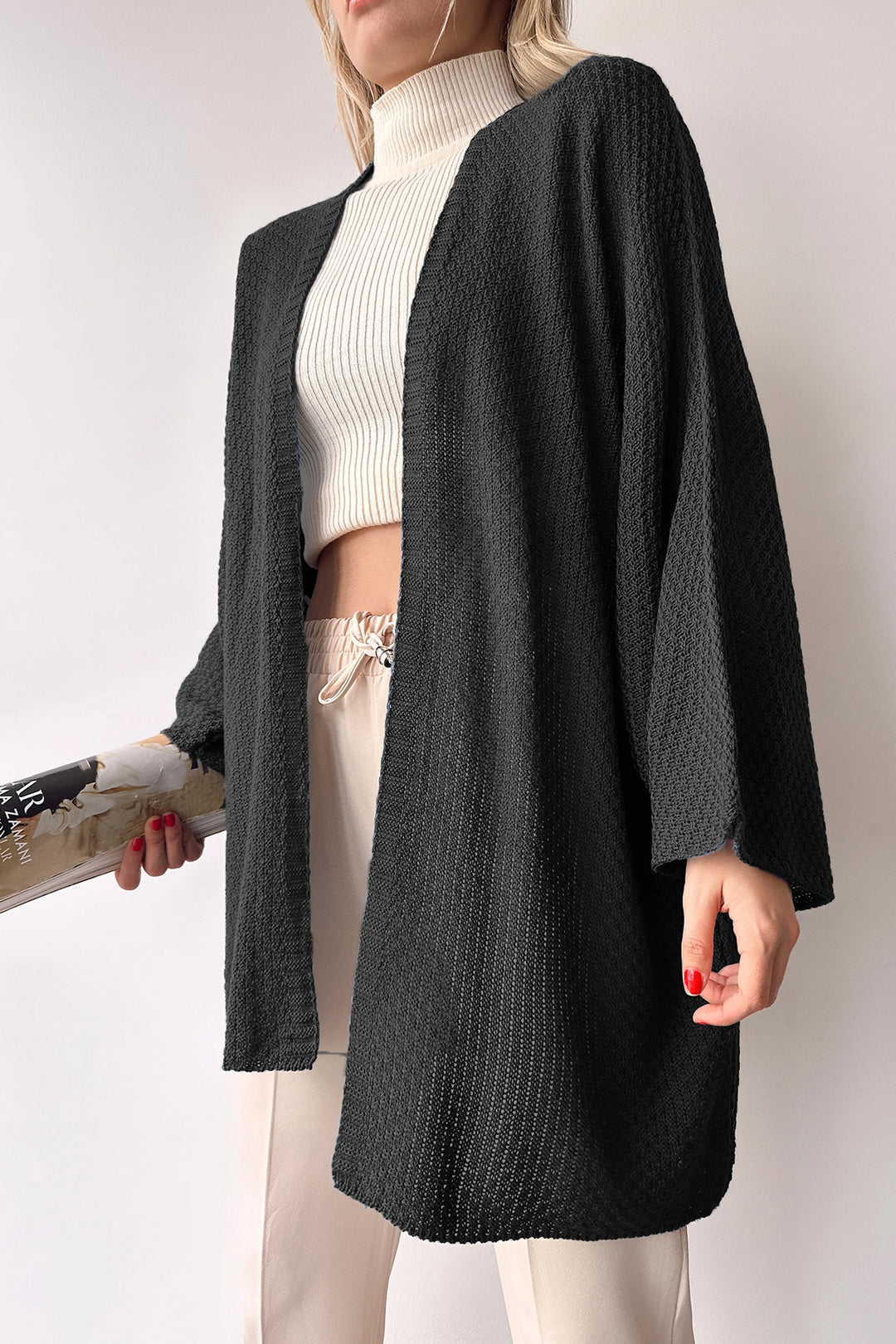 Black Bat Sleeve Baggy Knit Cardigan BC231018 - Schiedam