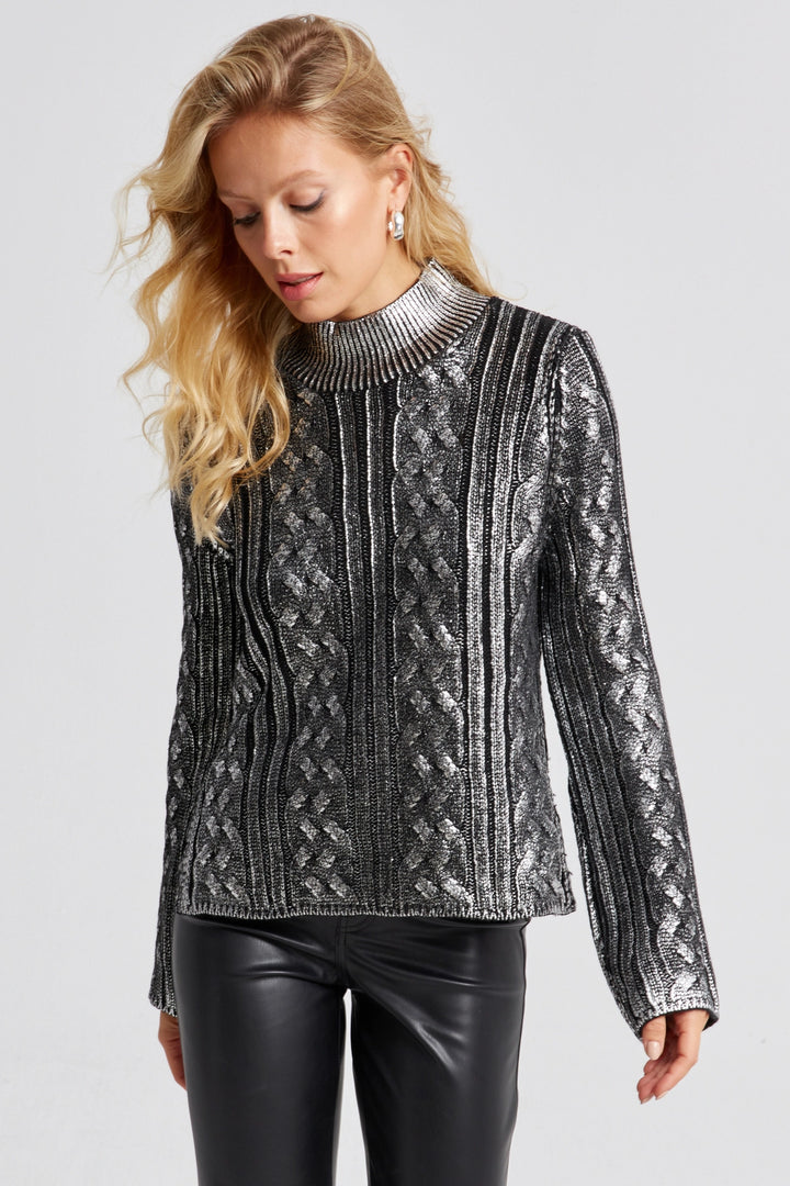 Black Half Fisherman Bright Knit Sweater BCBSK-25700-K7632 - Longview