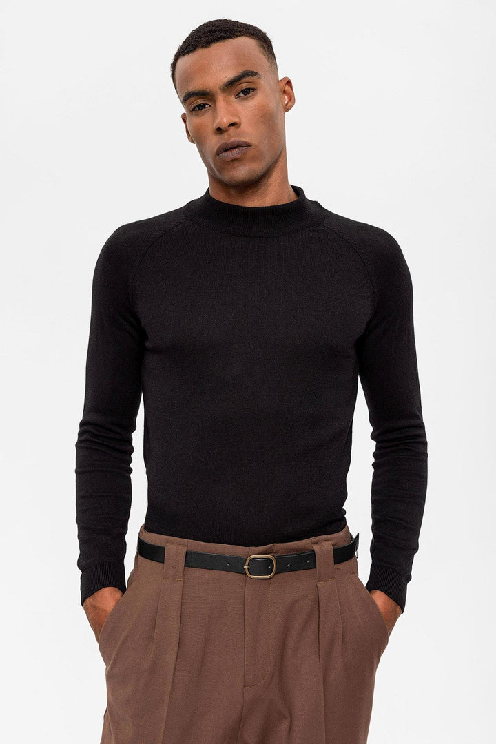 ANT Antioch Black Half Turtleneck Men's Sweater - Gravina in Puglia