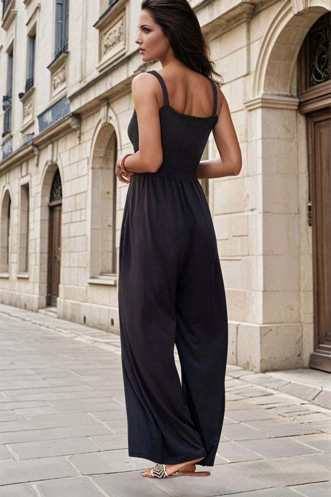 Black Summer Comfortable Fit Sleeveless Jumpsuit BCBSK-25700-K7424 - Bellevue