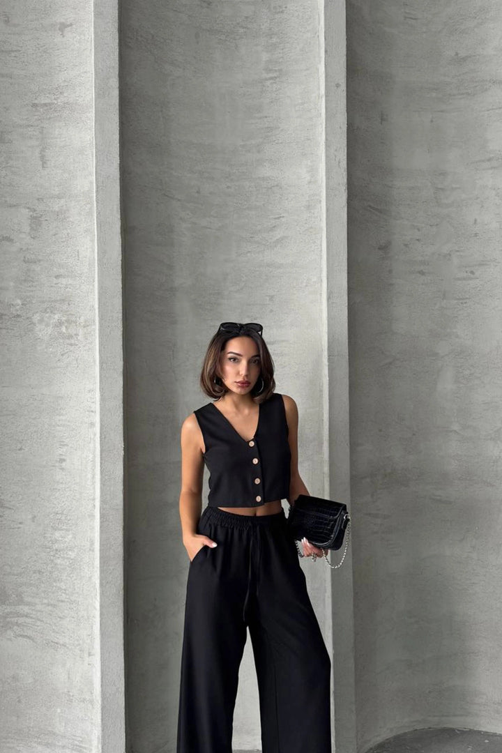 Black Vest and Pants Woven Suit BCHN-25252 - Dilbeek