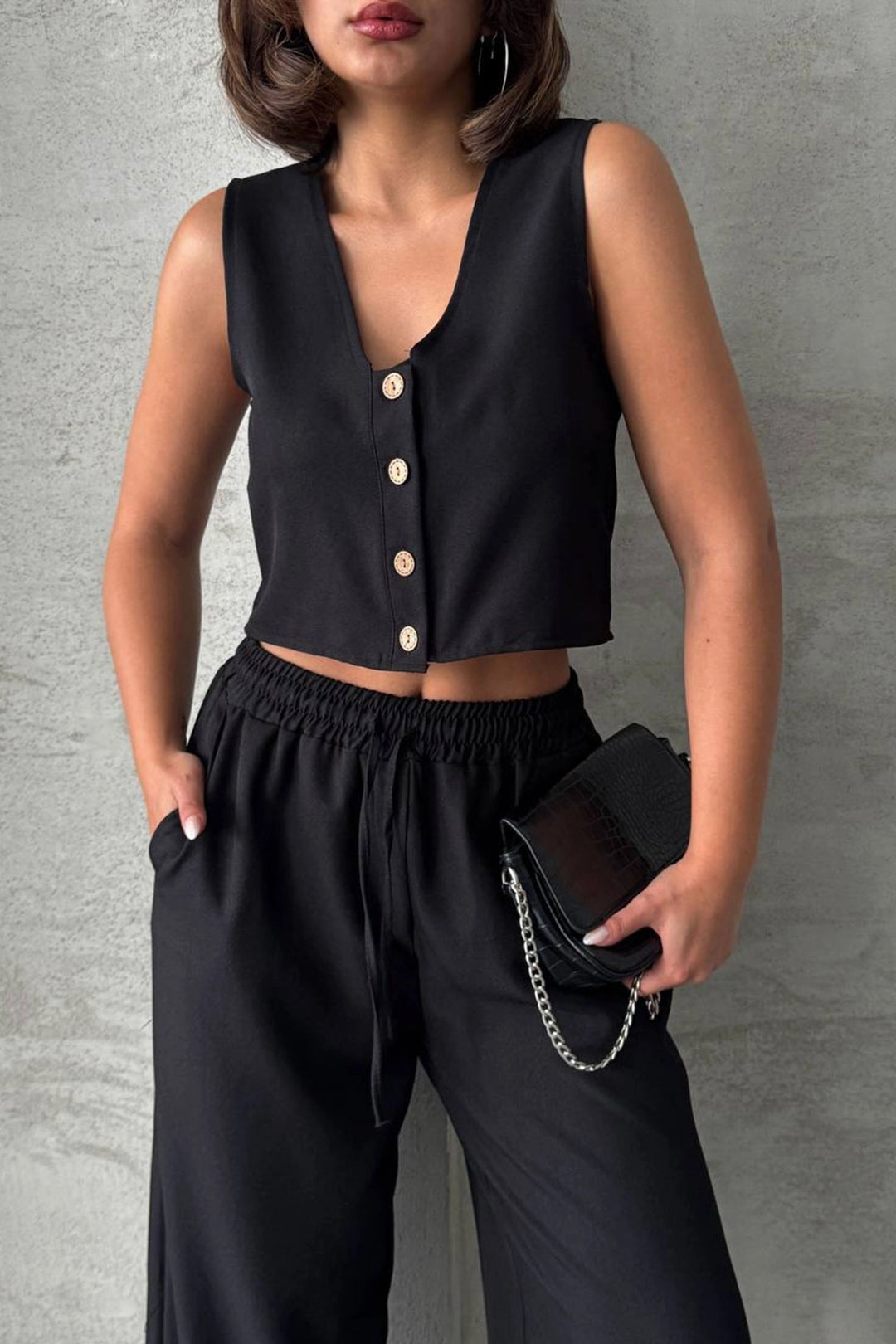 Black Vest and Pants Woven Suit BCHN-25252 - Dilbeek