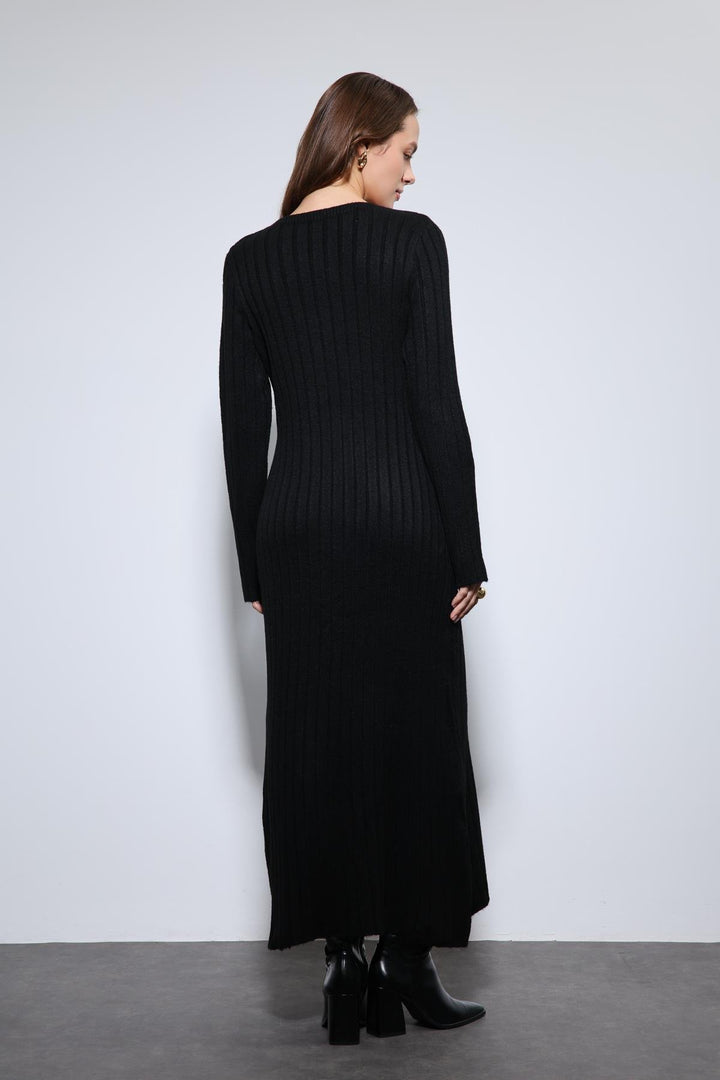 ANT Antioch Siyah Yırtmaç Detaylı Triko Elbise - North Richland Hills