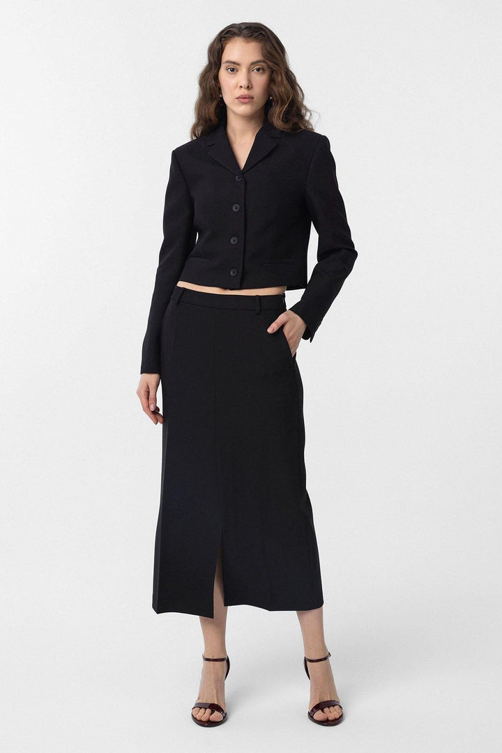 ANT Antioch Black Slit Women's Pencil Skirt - San Juan Cancuc