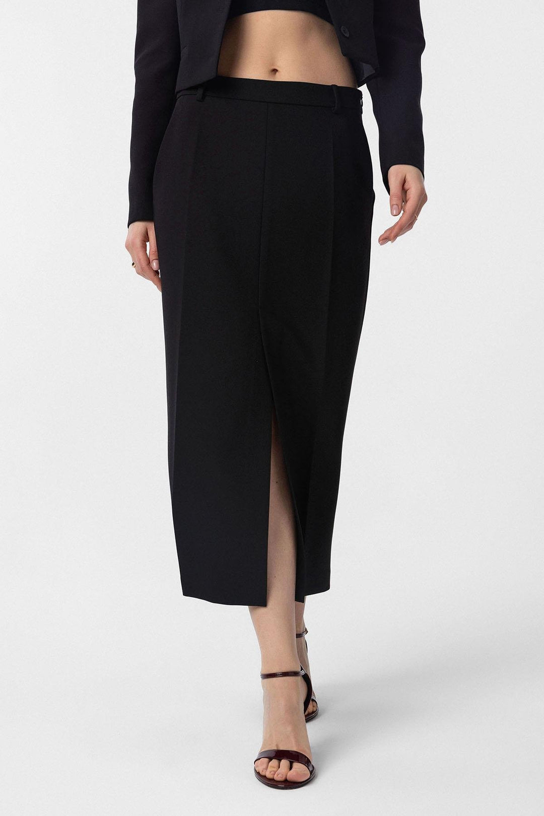 ANT Antioch Black Slit Women's Pencil Skirt - San Juan Cancuc