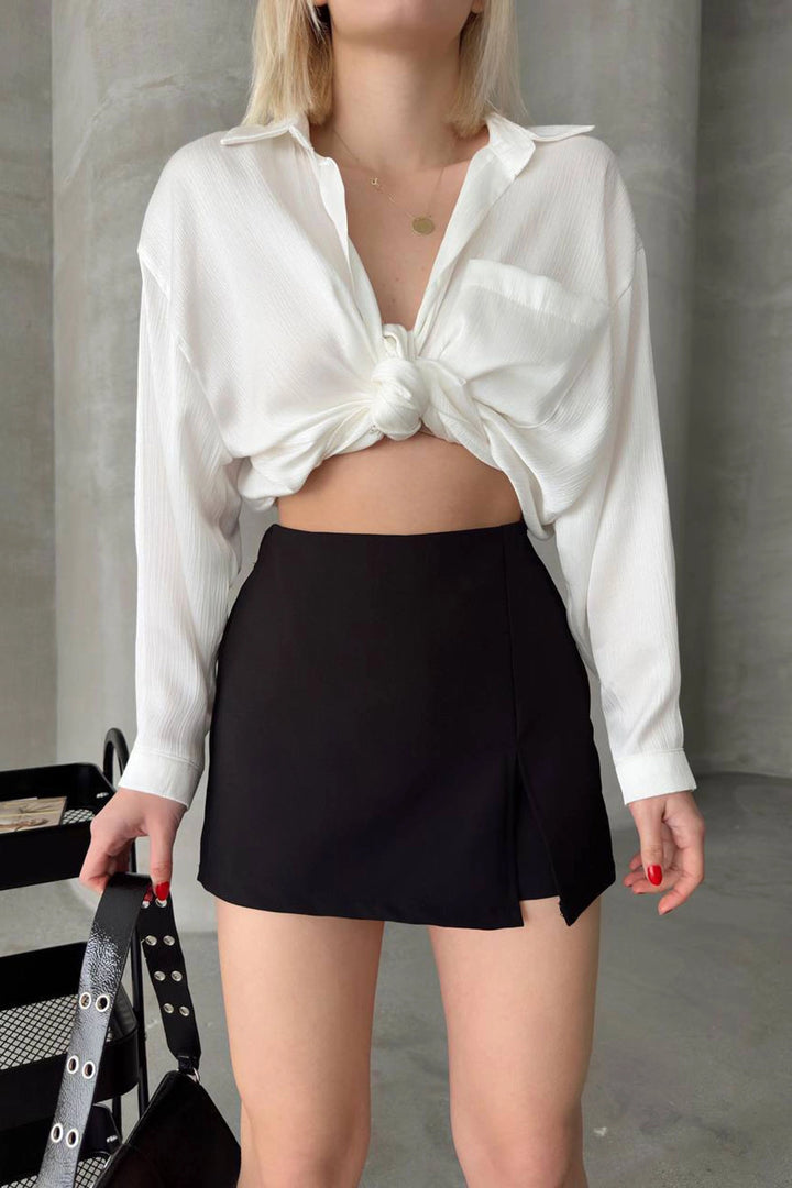Black Slit Mini Shorts Skirt BCHN-2525275 - Segrate