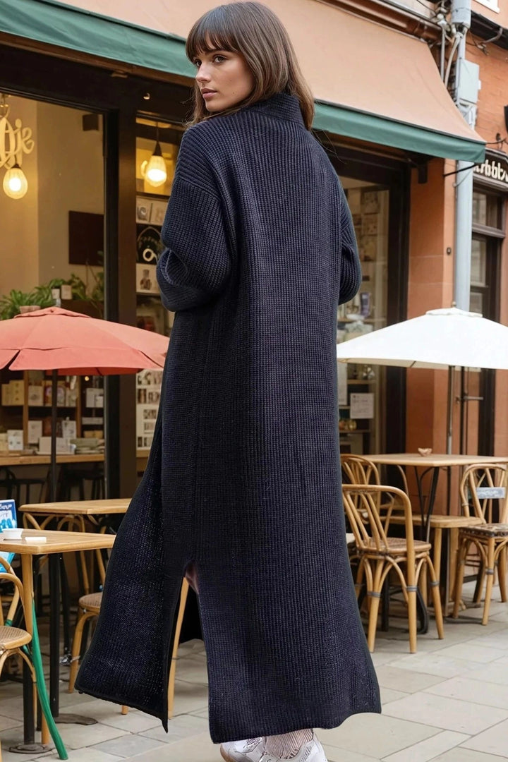 Black Slit Loose Long Poncho Dress BCBSK-25700-CCK95007 - Tuxtla