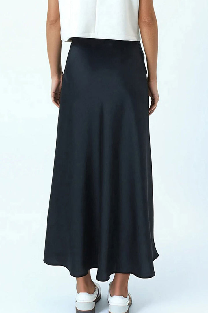 Black High Waist Basic Satin Skirt BCHCA-251231 - Ciudad Santa Catarina