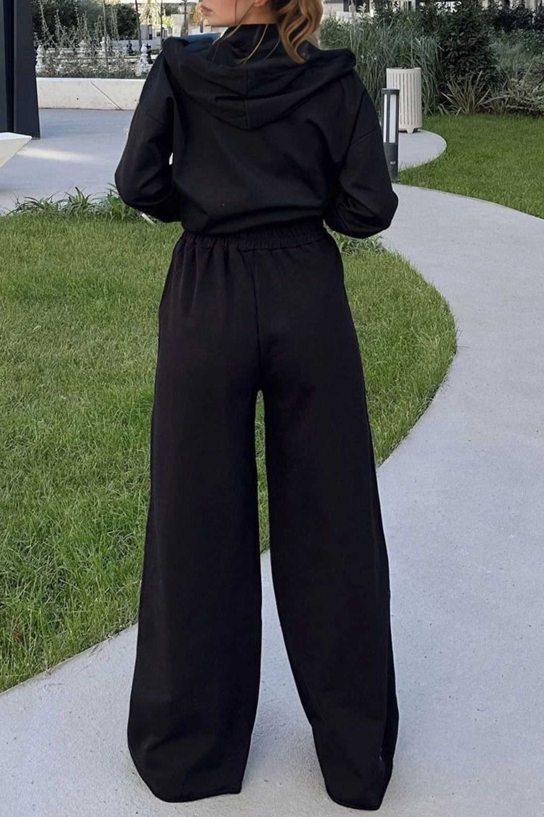 Black High Waist Elastic Waist Pants BCBSK-25700-3465 - Pontevedra