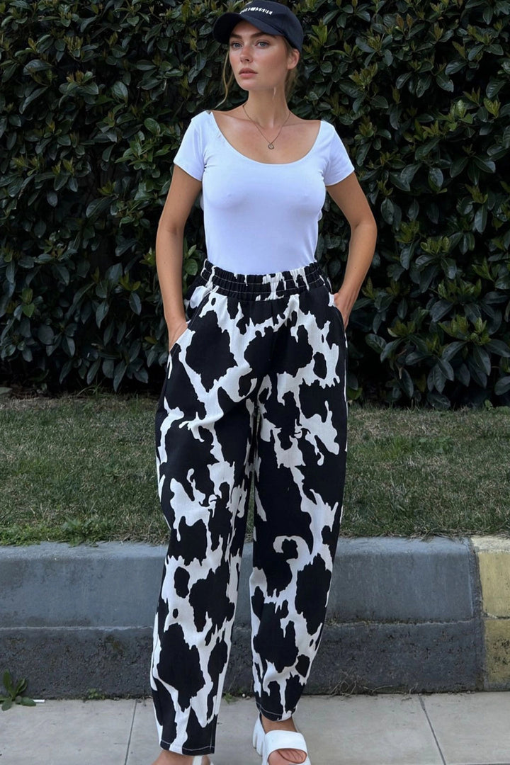 Black High Waist Elastic Waist Pants BCBSK-25700-3548 - Smethwick