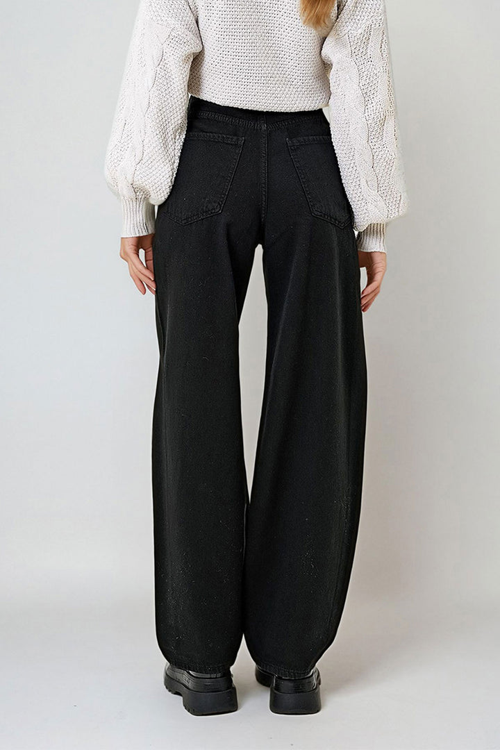 Black High Waist Buggy Cut Jeans BCHNW-251177 - Cologno Monzese
