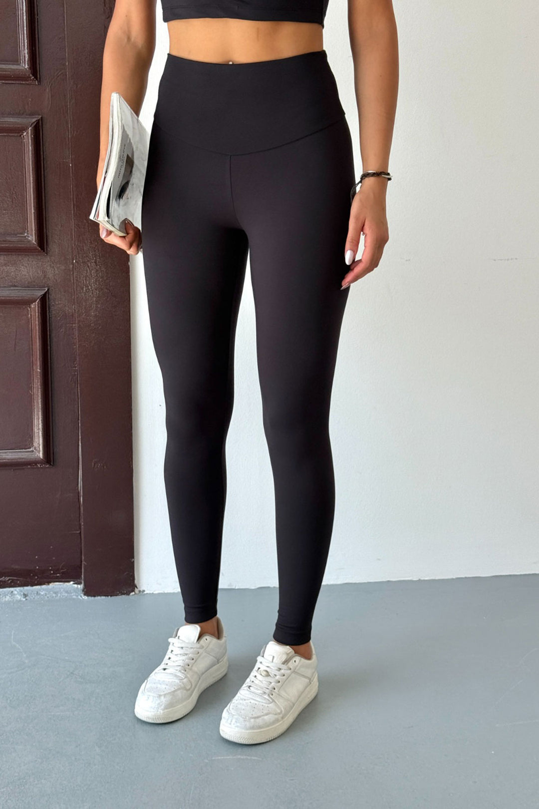 Black High Waist Light Touch Soft Textured Leggings BCCM-253003 - Rancho Cucamonga