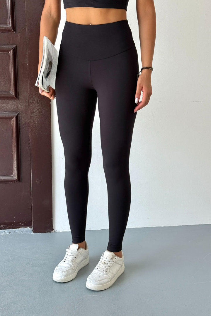 Black High Waist Light Touch Soft Textured Leggings BCCM-253003 - Rancho Cucamonga