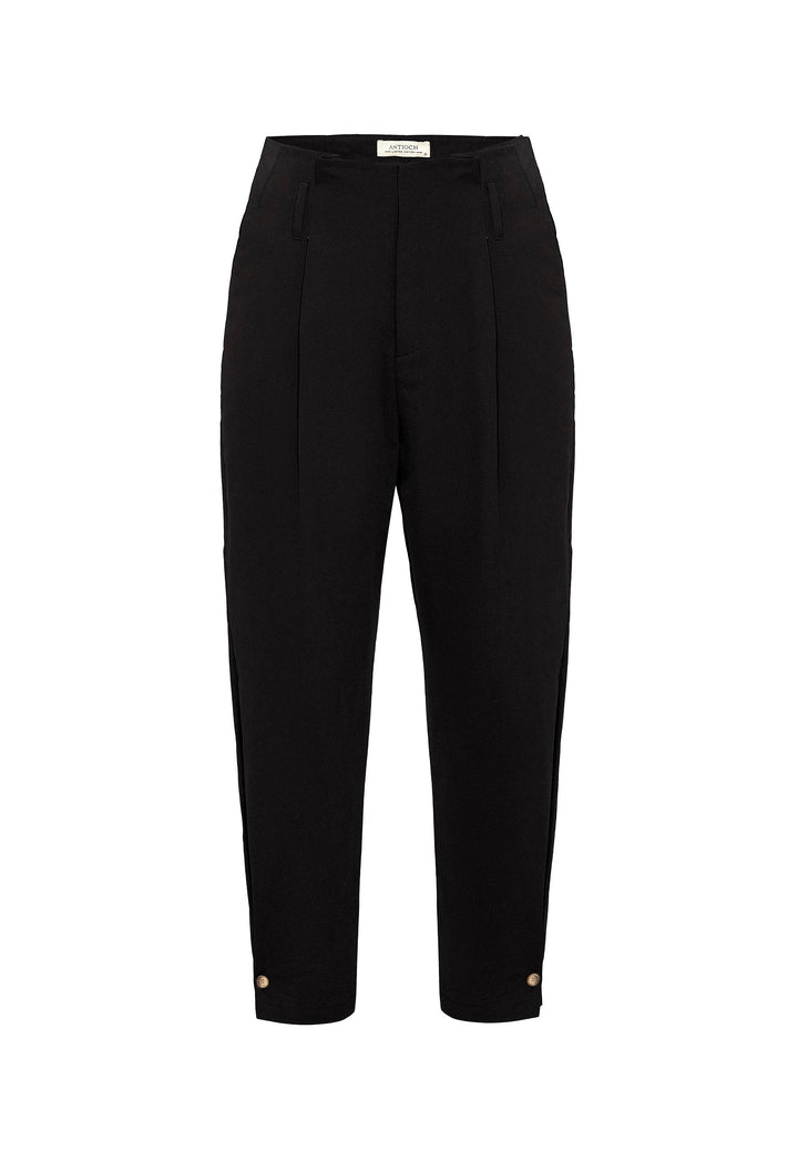 ANT Antioch Black High Waist Buttoned Slim Fit Women's Pants - Castleford
