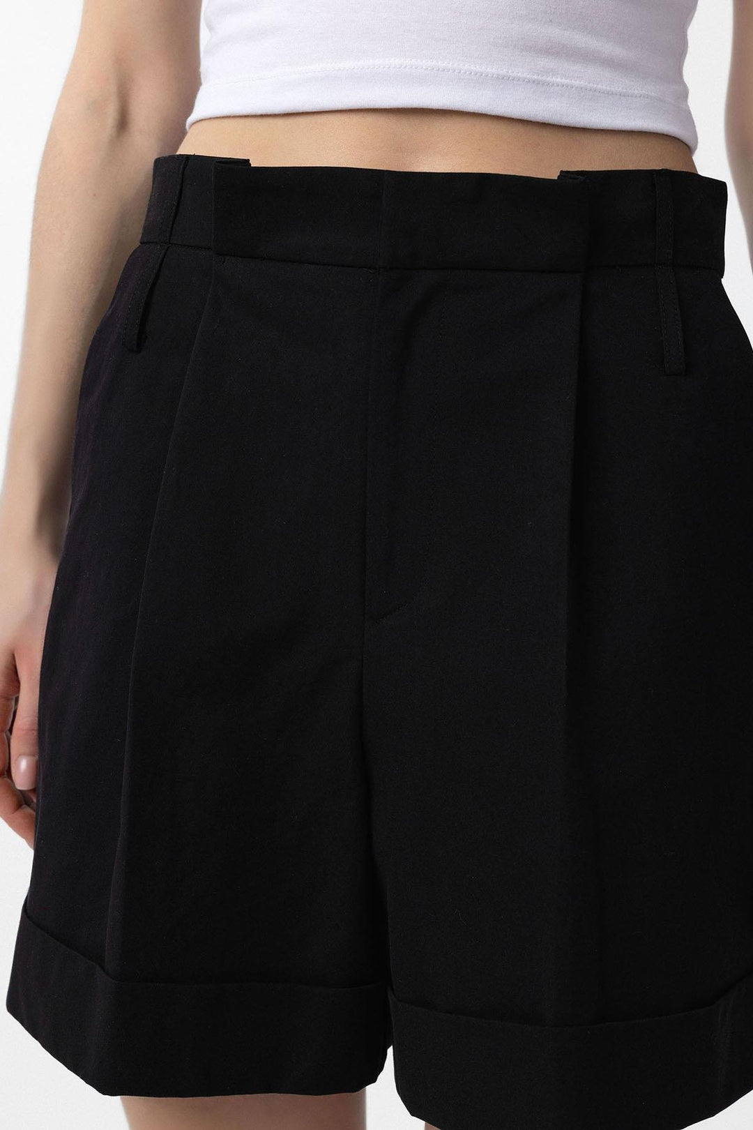 ANT Antioch Black High Waist Brushed Women's Bermuda Shorts - Keizer