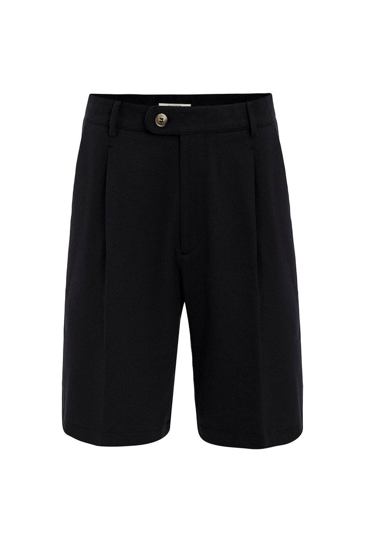 ANT Antioch Black High Waisted Pleated Men's Shorts - Sugar Land