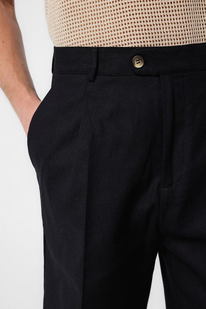 ANT Antioch Black High Waisted Pleated Men's Shorts - San Buenaventura