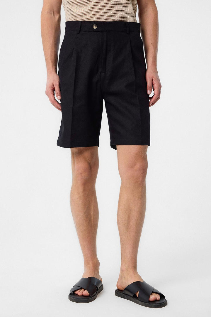 ANT Antioch Black High Waisted Pleated Men's Shorts - San Buenaventura