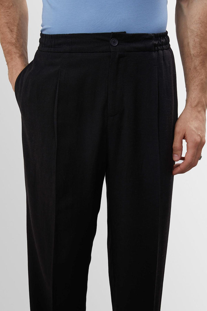 ANT Antioch Black High Waisted Pleated Linen Blend Men's Pants - Chattanooga