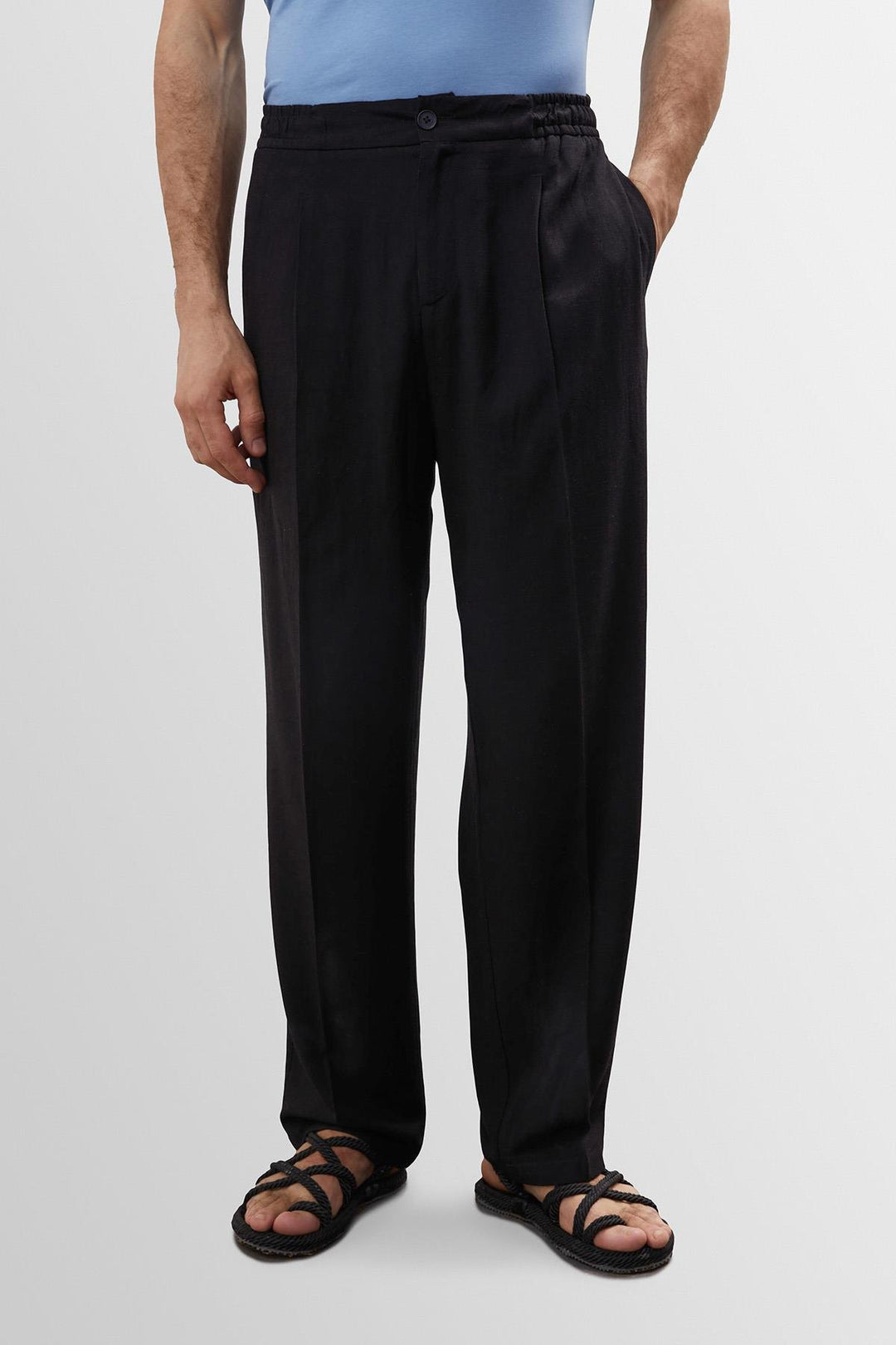 ANT Antioch Black High Waisted Pleated Linen Blend Men's Pants - Chattanooga