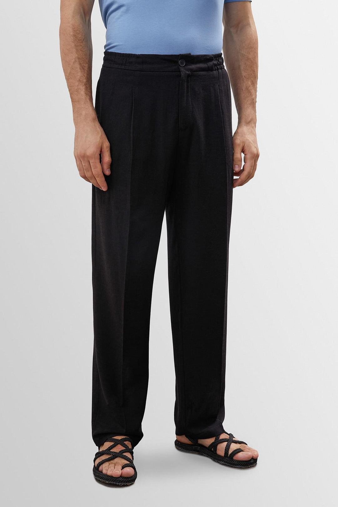 ANT Antioch Black High Waisted Pleated Linen Blend Men's Pants - Chattanooga