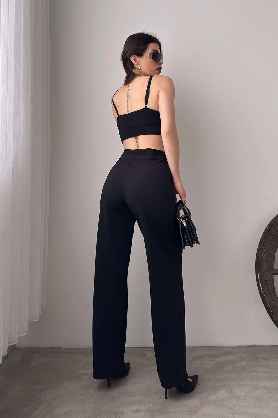 Black High Waist Pleated Palazzo Pants BCDF-24CH1109 - Christchurch