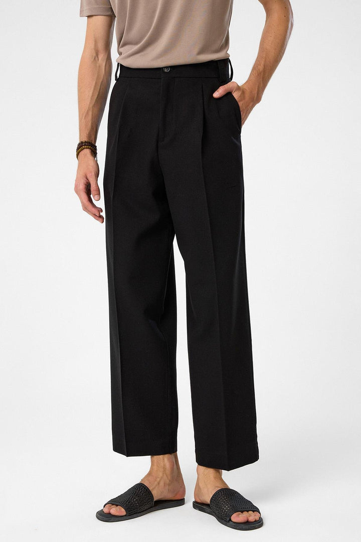 ANT Antioch Black High Waist Pleated Relax Fit Men's Pants - The Colony