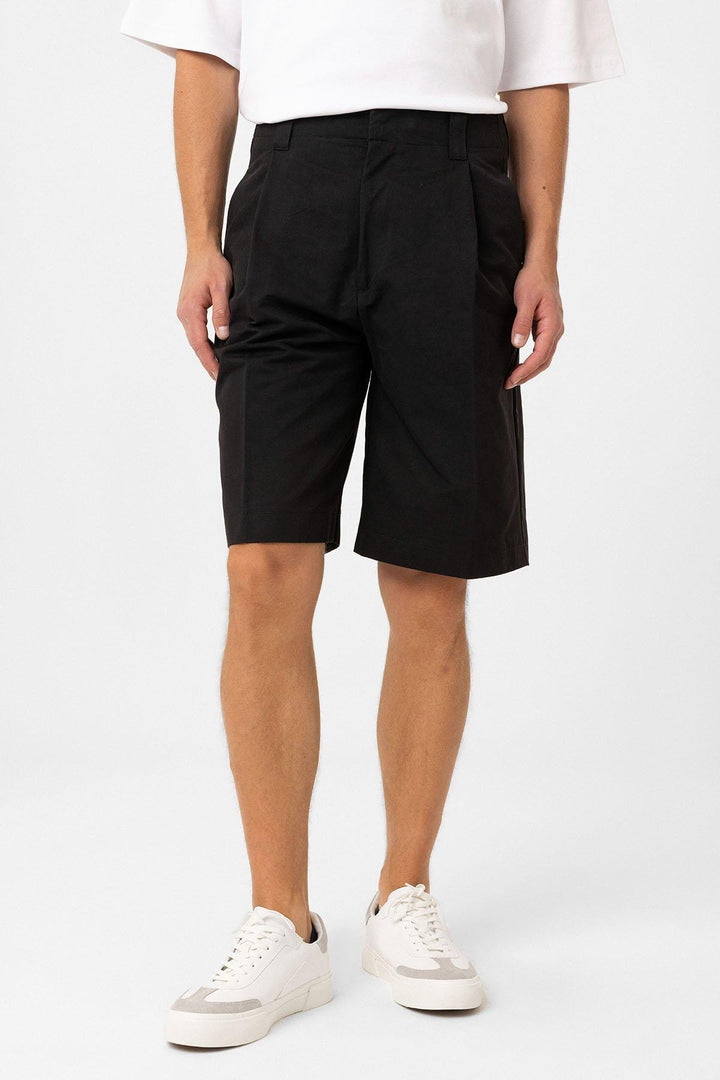 ANT Antioch Black High Waist Flared Relaxed Bermuda Men's Shorts - Little Elm