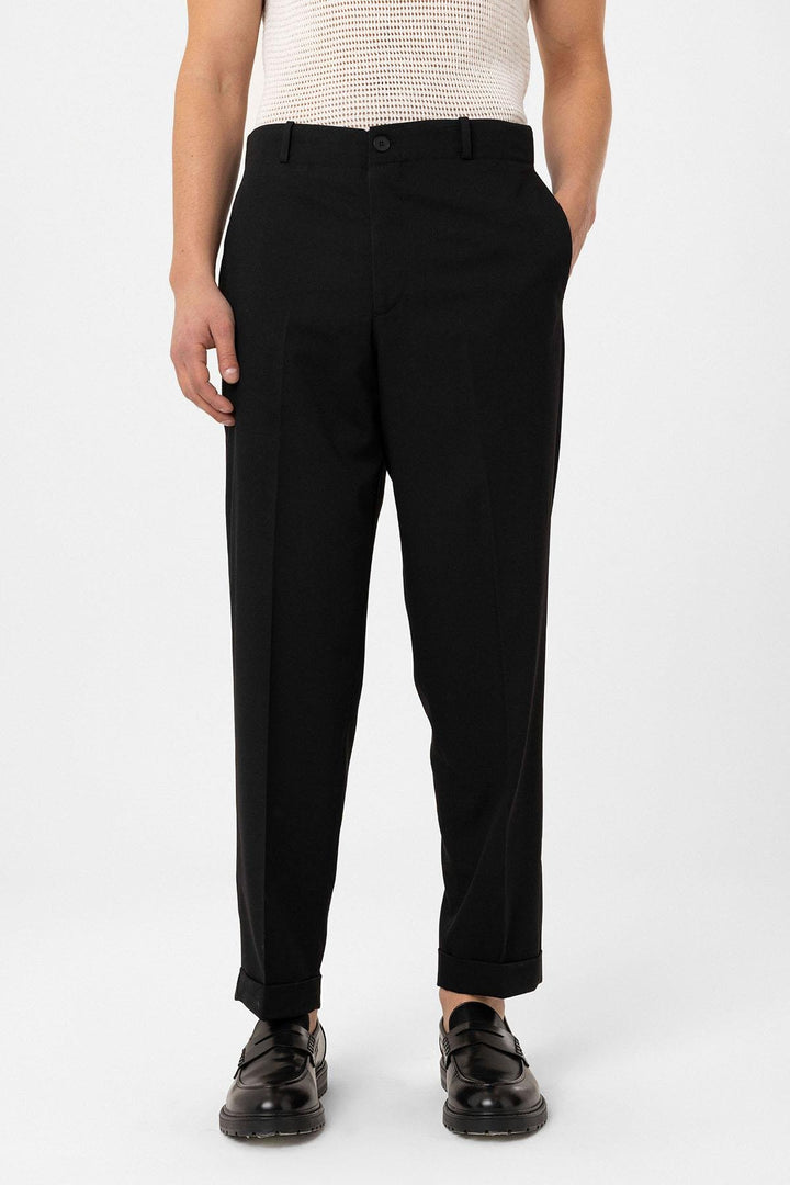 ANT Antioch Siyah Yüksek Bel Straight Fit Erkek Pantolon - Braşov