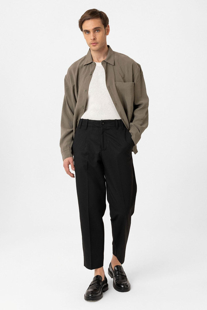ANT Antioch Siyah Yüksek Bel Straight Fit Erkek Pantolon - Hoogeveen